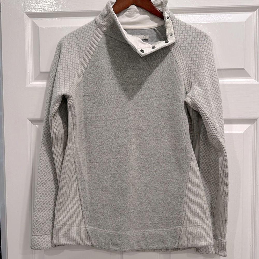 Prana Brandie Pullover Sweater Wool Blend Light Grey Size L